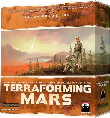 Terraforming Mars to wielka gra strategiczna, w której rywalizujące korporacje pracują nad podniesieniem temperatury, zawartości tlenu i powierzchni oceanów na Czerwonej Planecie przez wieki trwania gry. Bogata w tematykę, głęboka strategicznie i nieskończenie różnorodna — to prawdziwy arcydzieło współczesnego projektowania gier.